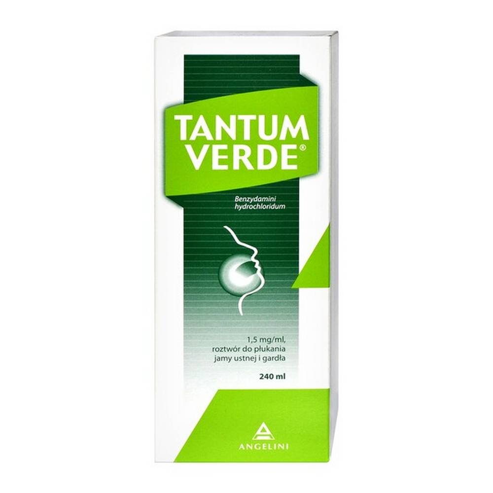 Tantum Verde 0.15% 240 ml bottle – mint-flavored oral anti-inflammatory solution