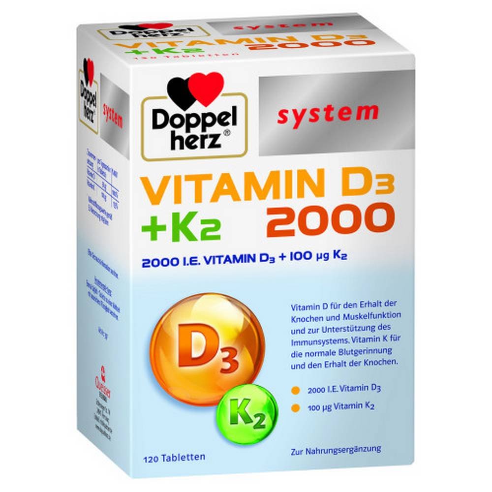DOUBLE HERZ Vitamin D3 2000+K2 system tablets, 120 pcs