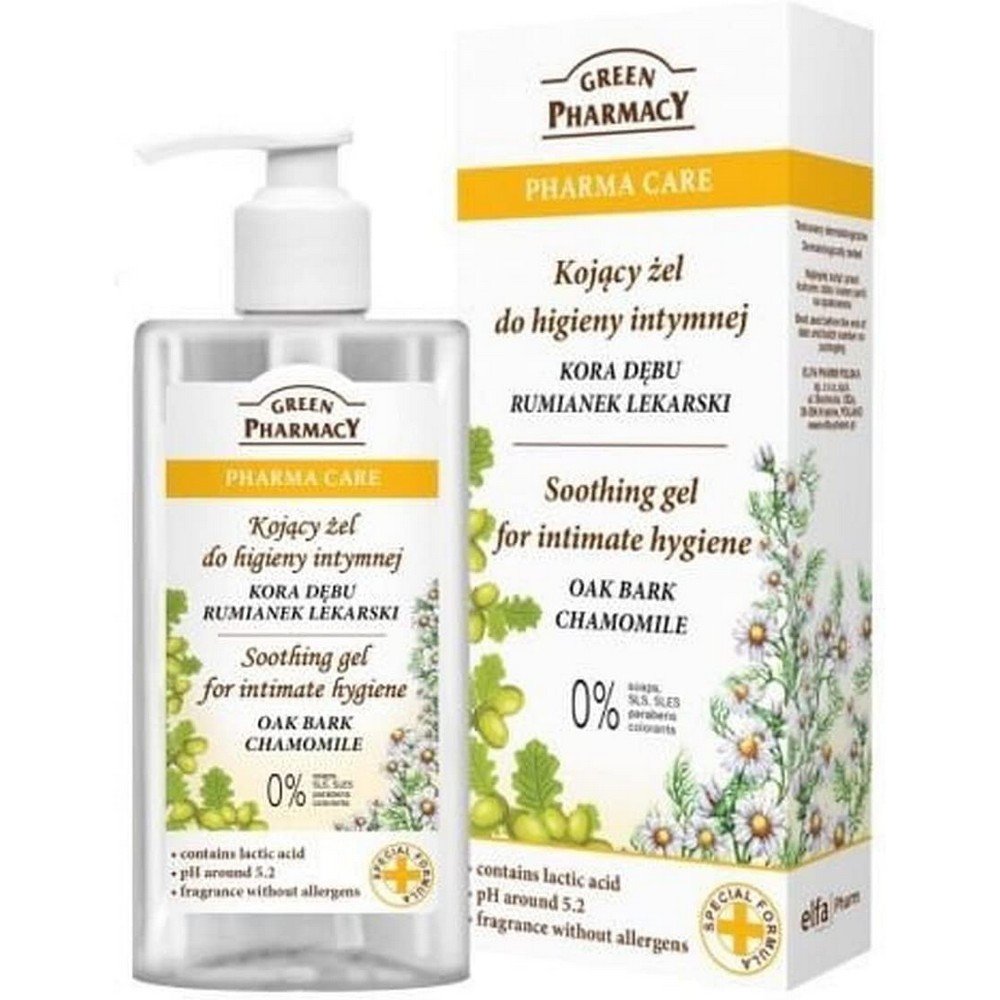Green Pharmacy, soothing intimate gel, oak bark and chamomile, 300 ml