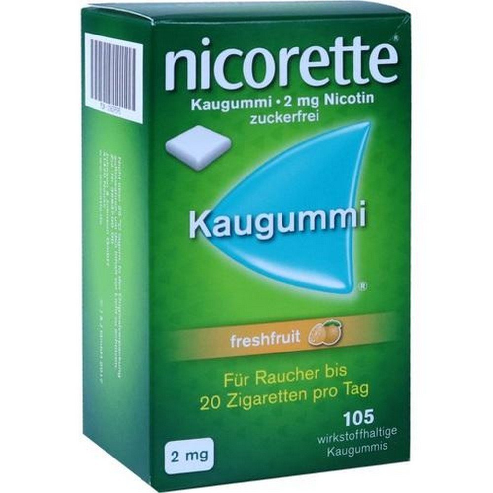 Nicorette 2 mg Freshfruit Gum (105 pcs) – Nicotine replacement therapy for quitting smoking.
