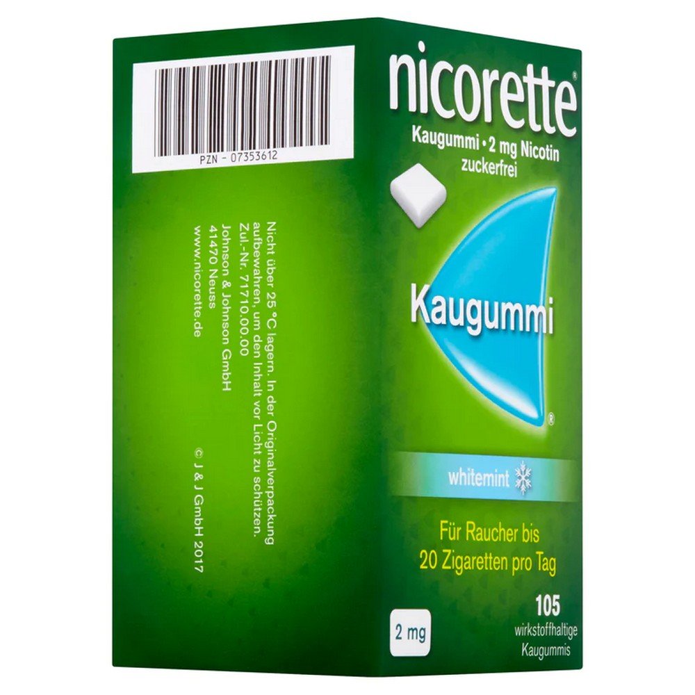 NICORETTE chewing gum 2 mg whitemint, 105 pcs