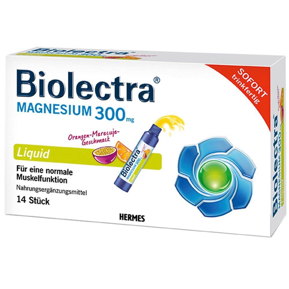 BIOLECTRA Magnesium 300 mg liquid, 14 pcs
