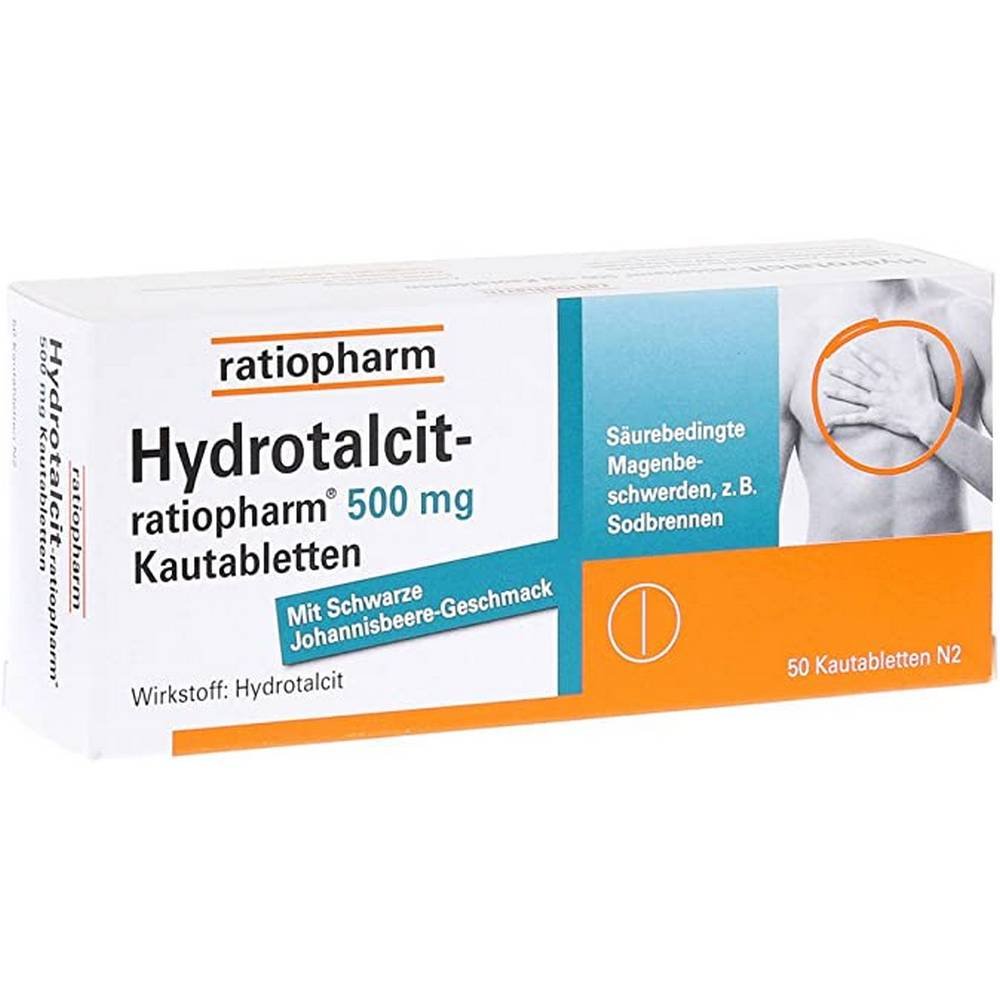 HYDROTALCIT-ratiopharm 500 mg chewable tablets, 50 pcs