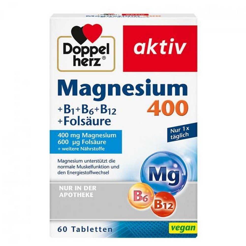 DOUBLE HEART Magnesium 400 mg tablets, 60 pcs