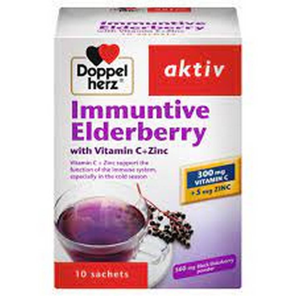 DOPPELHERZ hot elderberry w.Vit.C+zinc granules, 10 pcs