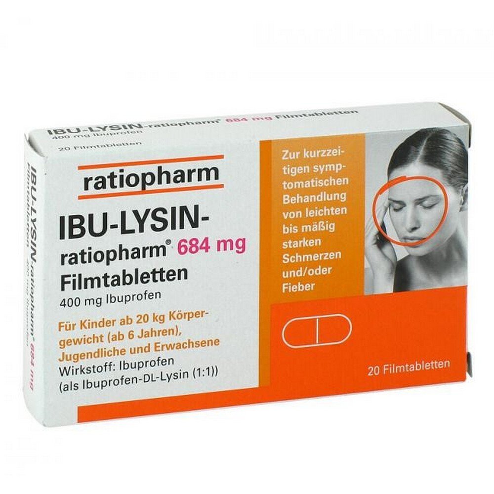 IBU-LYSIN ratiopharm 684 mg film-coated tablets. 20 pcs