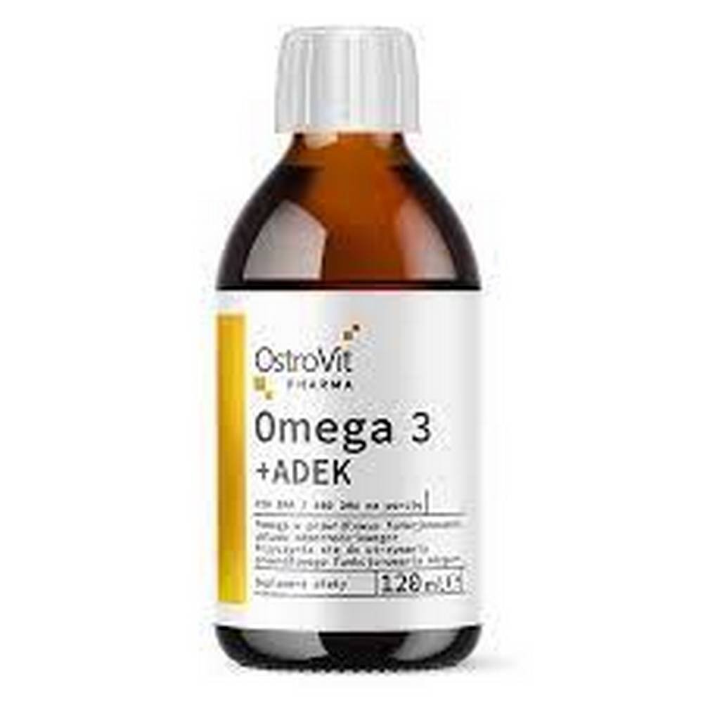 LIQUID VITAMINS OSTROVIT OMEGA 3 + ADEK 120 ML OMEGA-3 ACID 108 G 120 ML, WITAMINY W PŁYNIE OSTROWIT OMEGA 3 + ADEK 120 ML KWAS OMEGA-3 108 G 120 ML