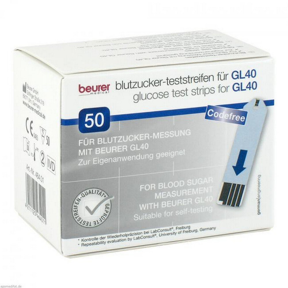 BEURER GL40 blood glucose test strip, 50 pcs