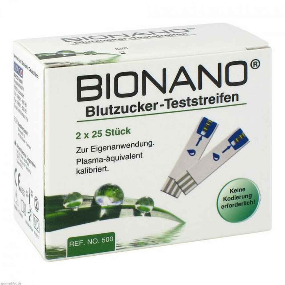 BIONANO blood glucose test strips, 2x25 pcs