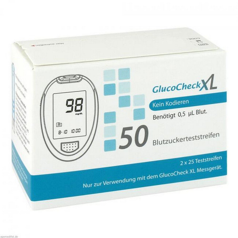 GLUCOCHECK XL blood glucose test strips, 50 pcs