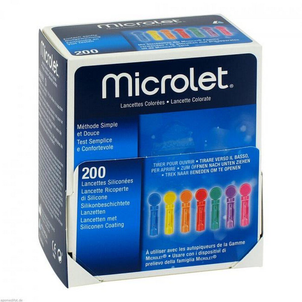 MICROLET lancets colored, 200 pcs