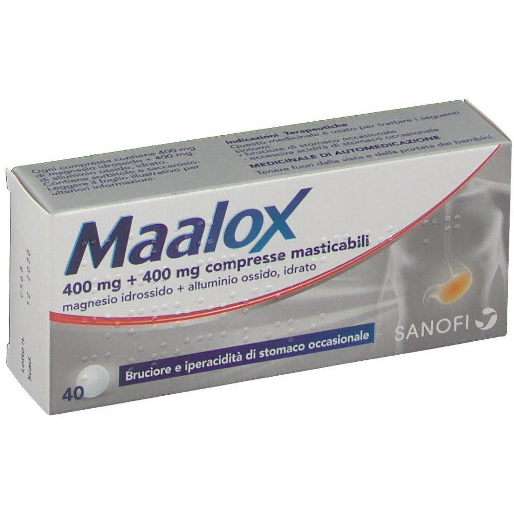 Maalox 400mg+400mg Chewable tablets, 40