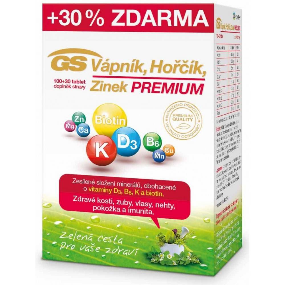 GS Calcium Magnesium Zinc Premium 130, GS Vápník Hořčík Zinek Premium 130
