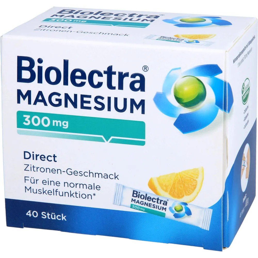 BIOLECTRA Magnesium 300 mg Direct Lemon Sticks, 40 pcs