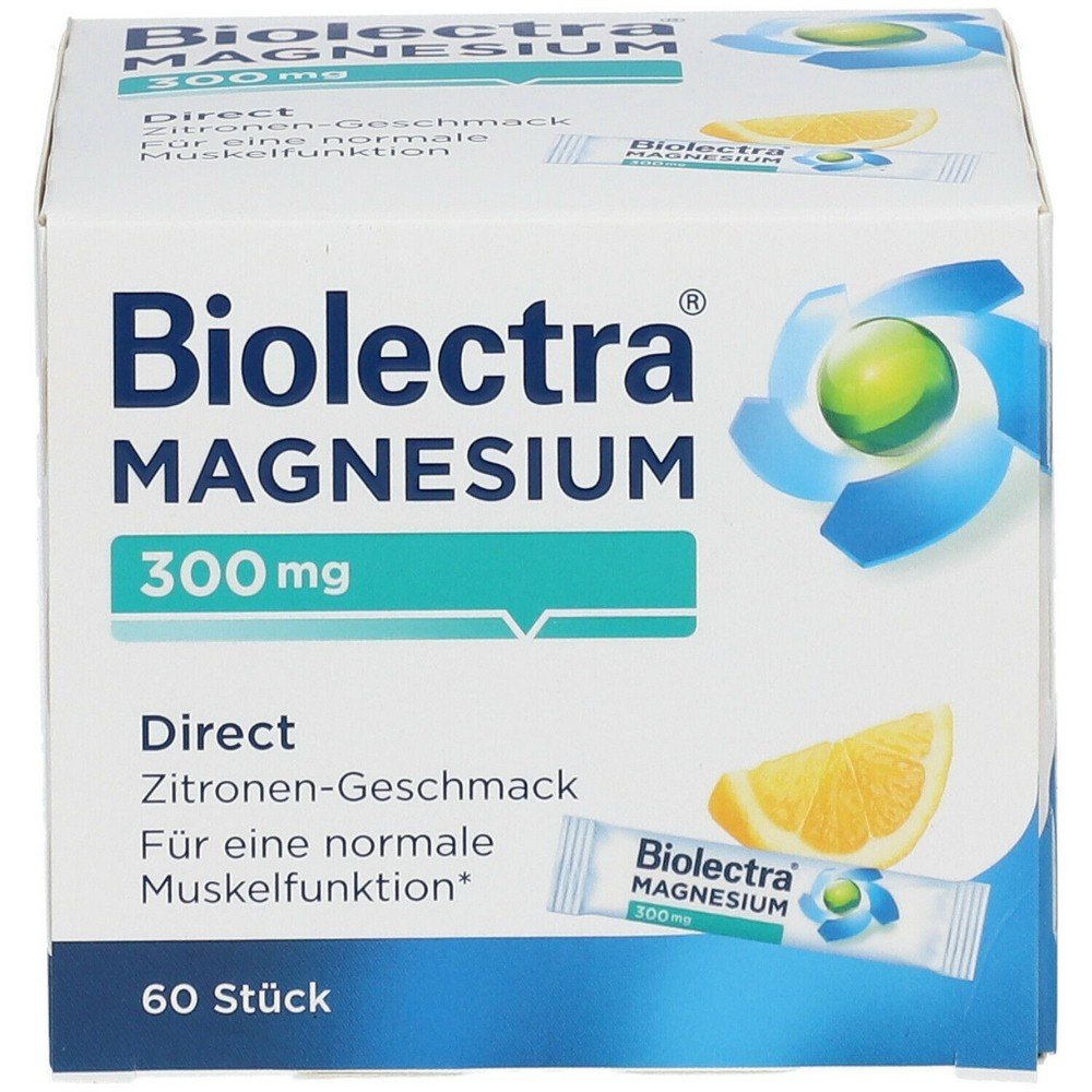 BIOLECTRA Magnesium 300 mg Direct Lemon Sticks, 60 pcs