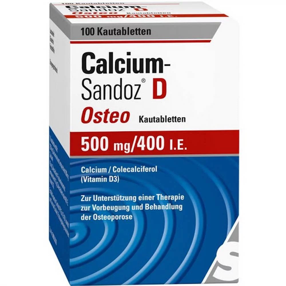 CALCIUM SANDOZ D Osteo 500 mg/400 IU chewable tablets, 100 pcs