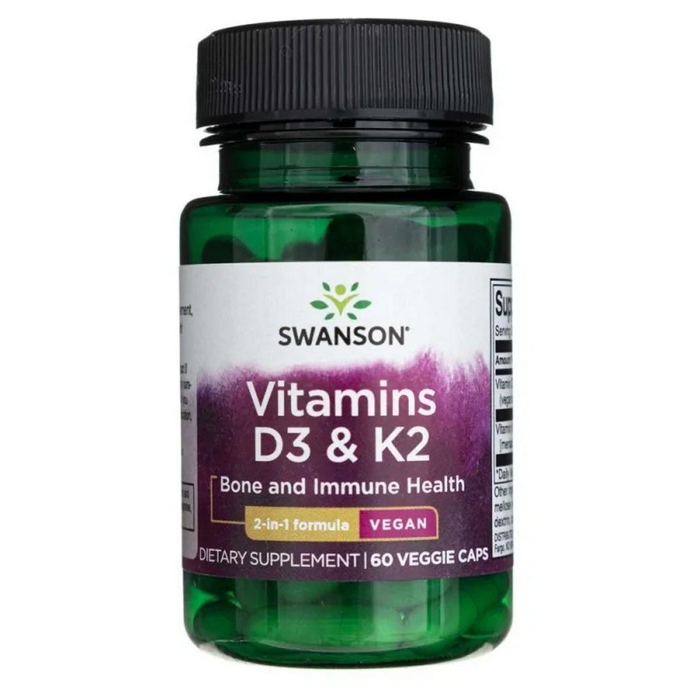 Swanson Health Vitamin D3 2000 iu + K2 MK7 75 mcg 60 caps