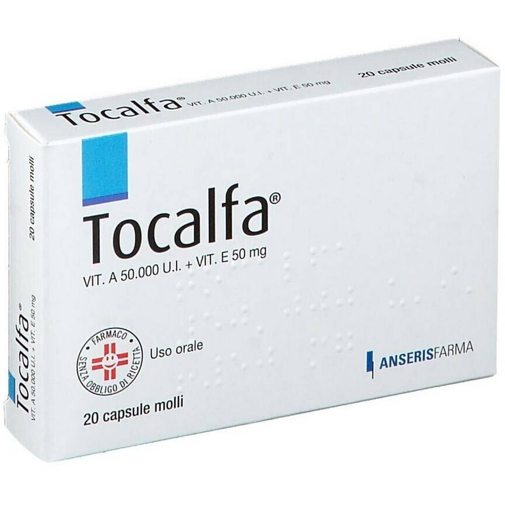 AnserisFarma, Tocalfa 50000 UI + 50 mg Vitamina A + E, Tocalfa 50000 IU + 50 mg Vitamin A + E (20 cps)