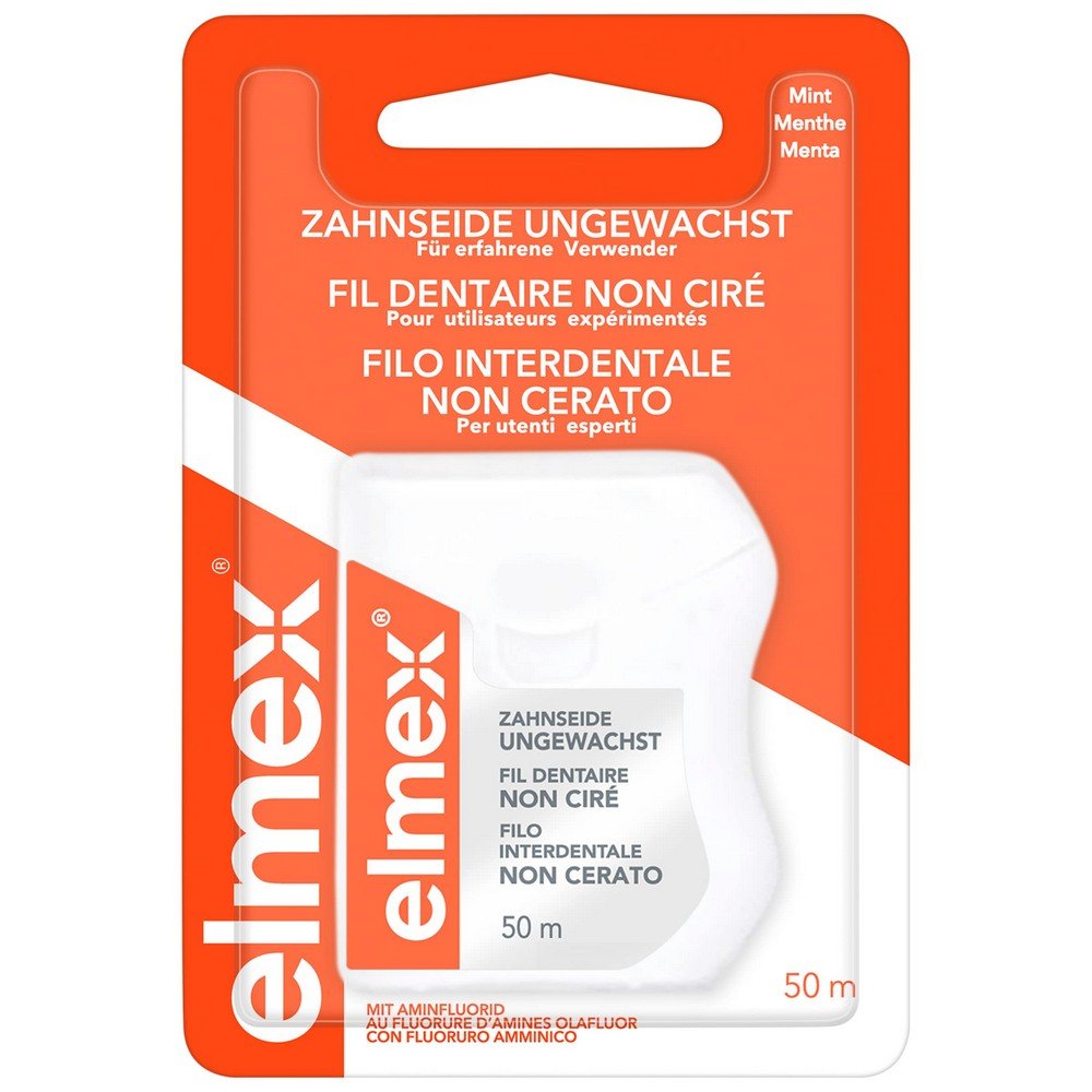 ELMEX Unwaxed dental floss with amine fluoride, 50 m
