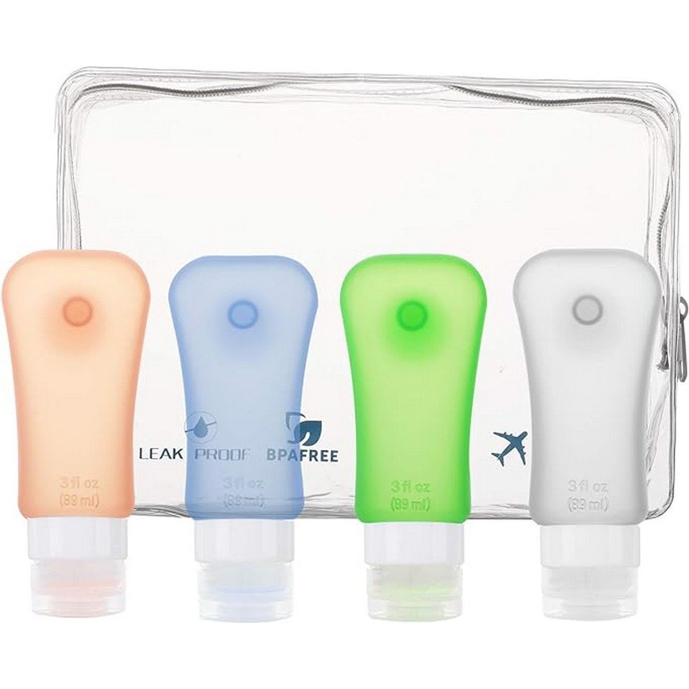MoKo 4-Pack Travel Bottles, BPA Free and FDA Approved Leakproof Cosmetic Containers,MoKo Butelki podróżne 4-pak, szczelne pojemniki na kosmetyki bez BPA i zatwierdzone przez FDA Moko