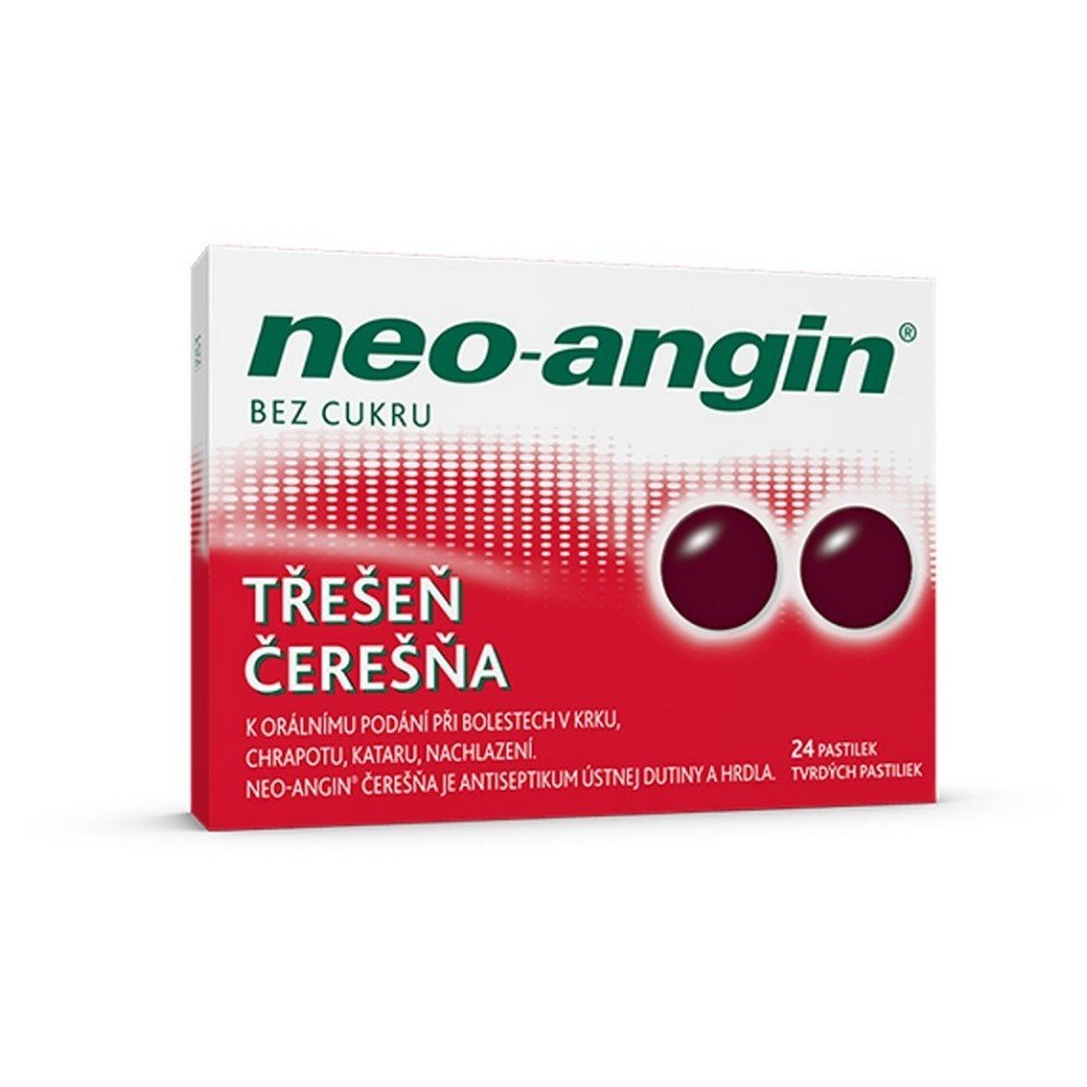 NEO-ANGIN WITHOUT SUGAR Cherry lozenges 24,NEO-ANGIN Bez cukru třešeň rozpustné pastilky ústech 24 kusů