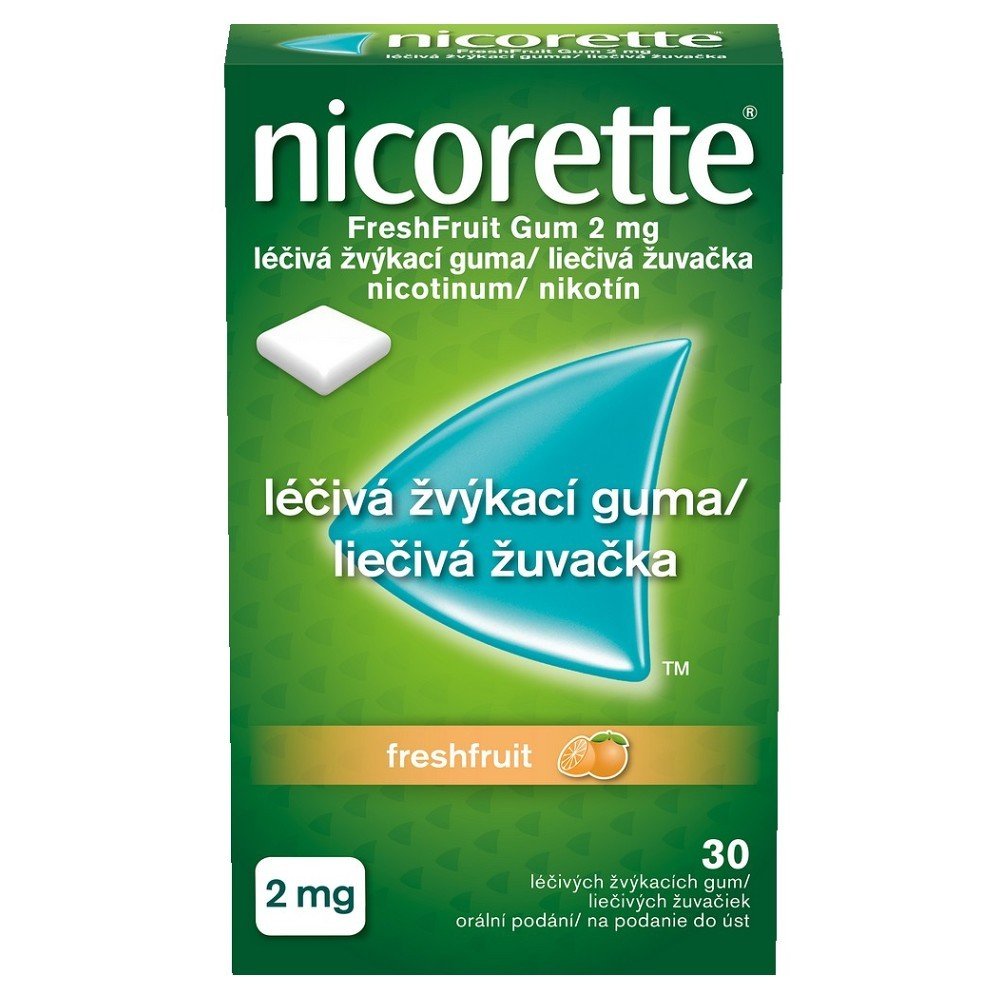 NICORETTE FRESHFRUIT chewing gums 30x 2mg,NICORETTE Freshfruit 2 mg Léčivá žvýkací guma 30 kusů