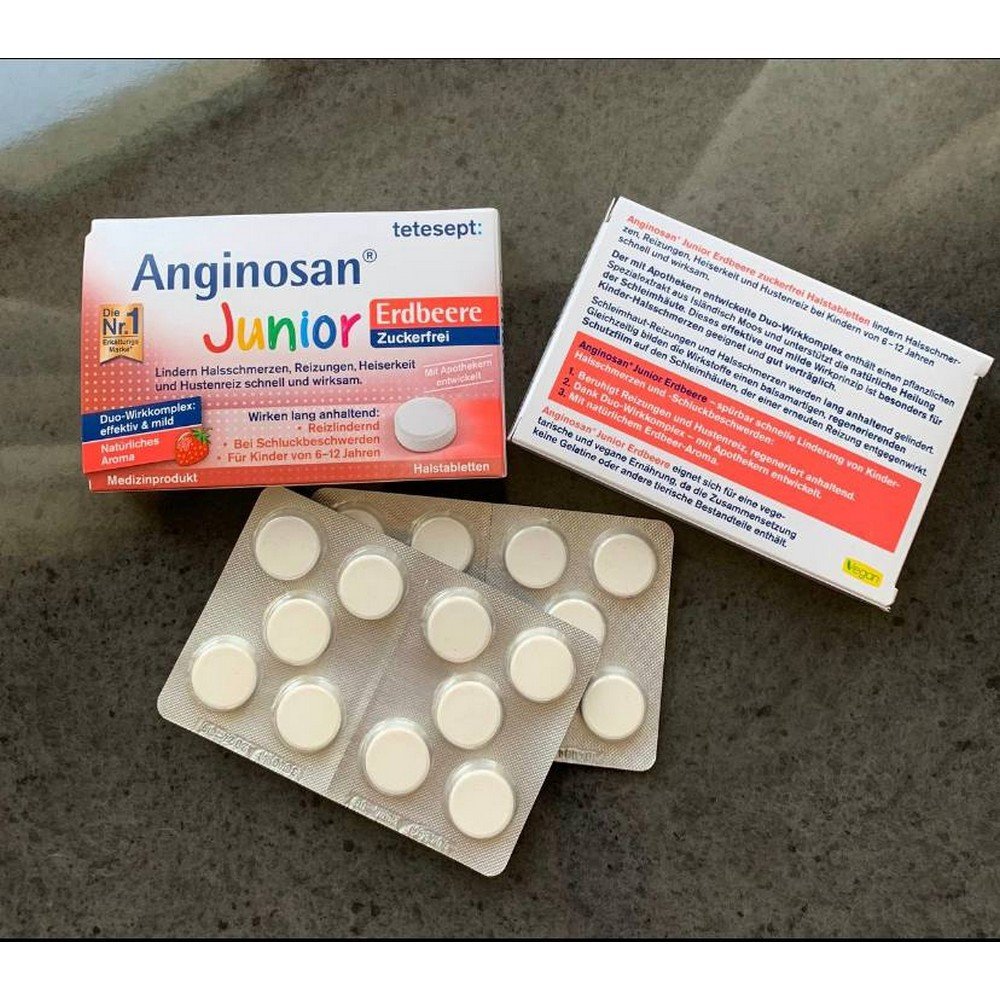 Anginosan Junior throat lozenges sugar-free, 20 pcs,Anginosan Junior Halstabletten zuckerfrei, 20 St