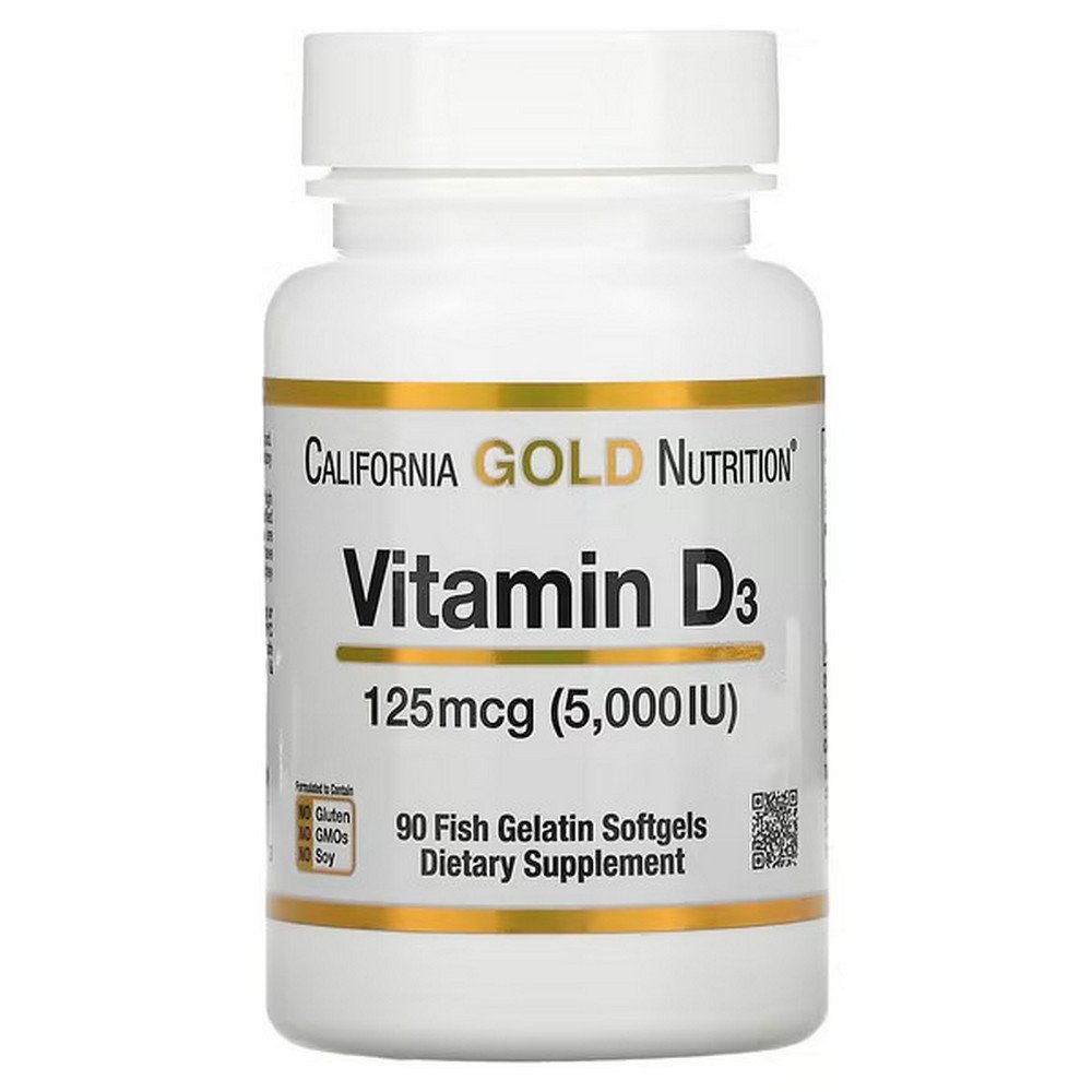 California Gold Nutrition, Vitamin D3, 125 mcg (5,000 IU), 90 Fish Gelatin Softgels,California Gold Nutrition, Vitamin D3, 125 mcg (5.000 IU), 90 Fischgelatine-Weichkapseln