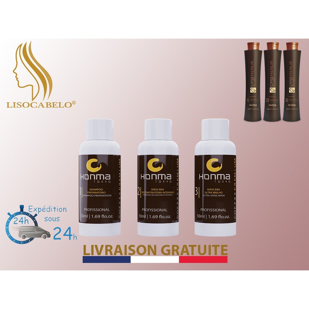 Complete Kit 3X500ml Brazilian Straightening Honma Tokyo All Liss Premium Coffee WENNOZ,Kompletny zestaw 3X500ml Brazylijskie prostowanie Honma Tokyo All Liss Premium Coffee WENNOZ,HONMA TOKYO