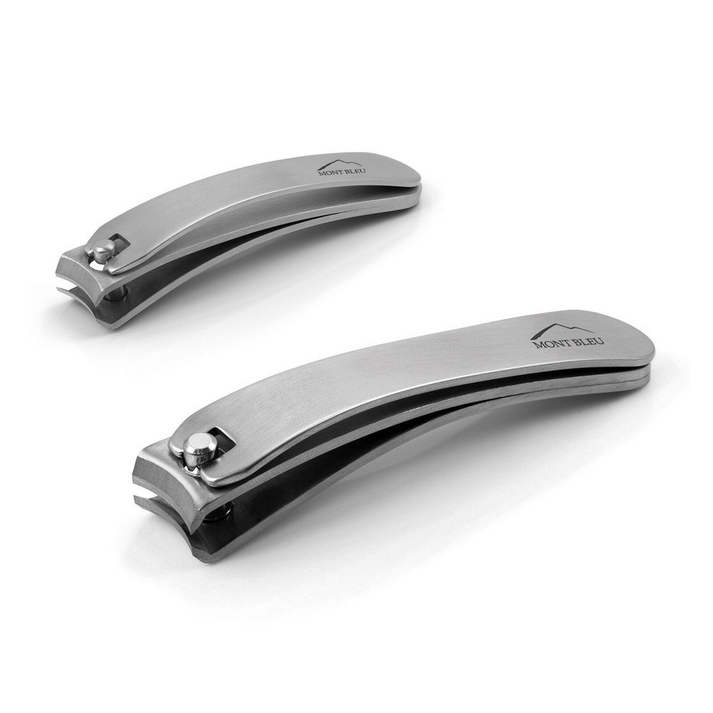 Mont Bleu s.r.o.,Mont Bleu Set of 2 Bent Nail Clippers, Stainless Steel,Mont Bleu Sada 2 zahnutých nůžek na nehty, nerezová ocel