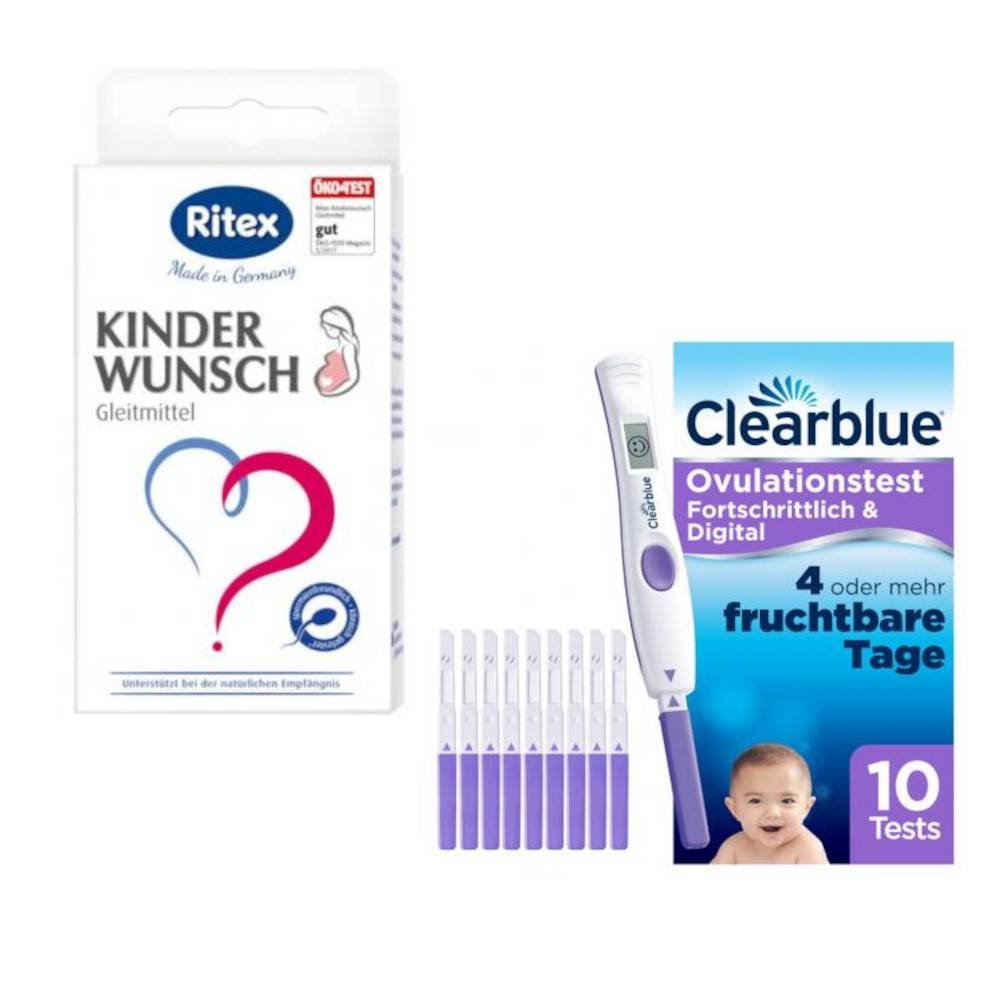 RITEX Kinderwunsch lubricant + CLEARBLUE ovulation test kit, RITEX Kinderwunsch Gleitgel + CLEARBLUE Ovulationstest Set