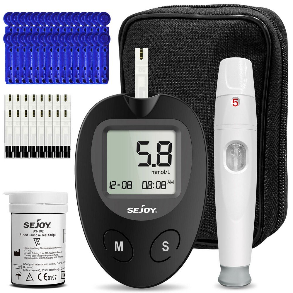 SEJOY 50 Blood Sugar Glucose Monitor Diabete Test Kit 50PCS Test Strip & Lancet,SEJOY 50 Zestaw do pomiaru poziomu glukozy we krwi i cukru we krwi Zestaw do testów na cukrzycę 50 szt. Pasków testowych i lancetu