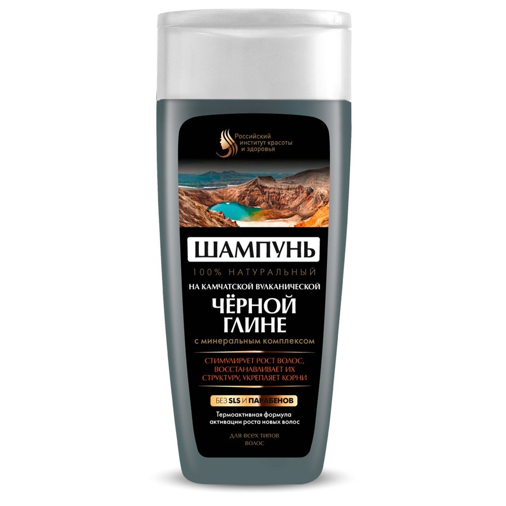 Fito Kosmetik ,Shampoo with black volcanic clay from Kamchatka and mineral complex 270ml,Šampon s černým vulkanickým jílem z Kamčatky a minerálním komplexem 270ml
