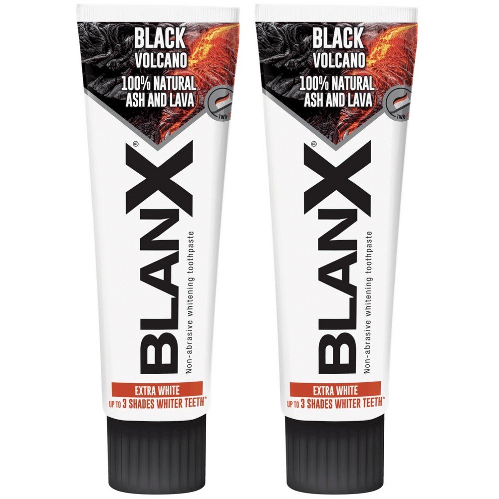 Coswell ,2× Blanx Black Volcano Non-abrasive whitening toothpaste 75 ml,2× Blanx Black Volcano Nieabrazyjna wybielająca pasta do zębów 75 ml