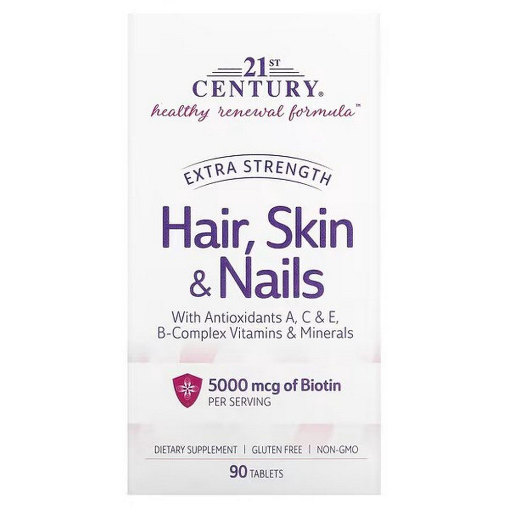 21st Century, Extra Strong Hair, Skin and Nails, 90 Tablets,21st Century, добавка для волос, кожи и ногтей, повышенная сила действия, 90 таблеток