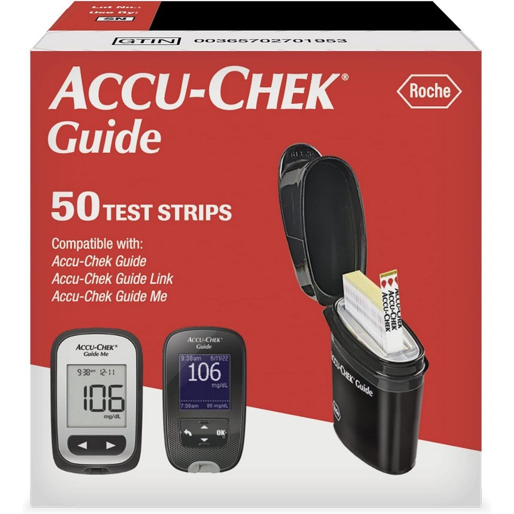 Accu-Chek Guide Glucose Test Strips for Diabetic Blood Sugar Testing (Pack of 50), Guide Glukoseteststreifen für diabetische Blutzuckertests (50 Stück)