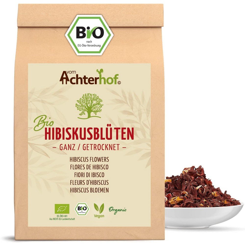 Achterhof Hibiscus Flowers Organic Whole Dried 250 g, Hibiskusblüten Bio ganz getrocknet 250 g