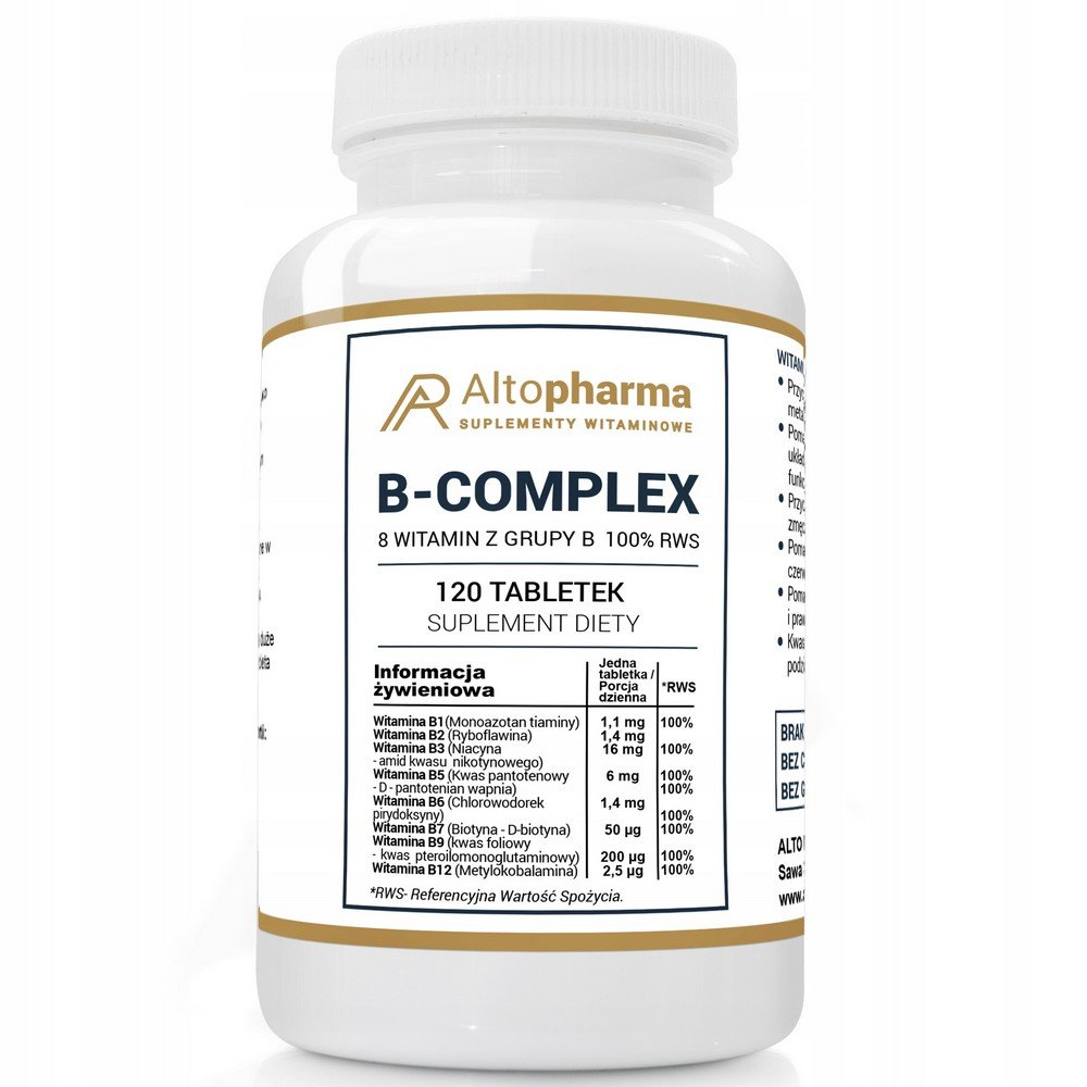 Alto Pharma,B Complex dietary supplement vitamin B complex,120 pcs,B Complex suplement diety kompleks witamin z grupy B, 120 szt.
