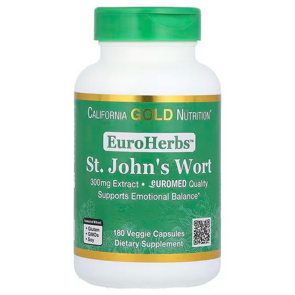 California Gold Nutrition, EuroHerbs, St. John's Wort, 300 mg, 180 Vegetable Capsules,California Gold Nutrition, EuroHerbs, St. John's Wort, Johanniskraut, Euromed-Qualität, 300 mg, 180 pflanzliche Kapseln