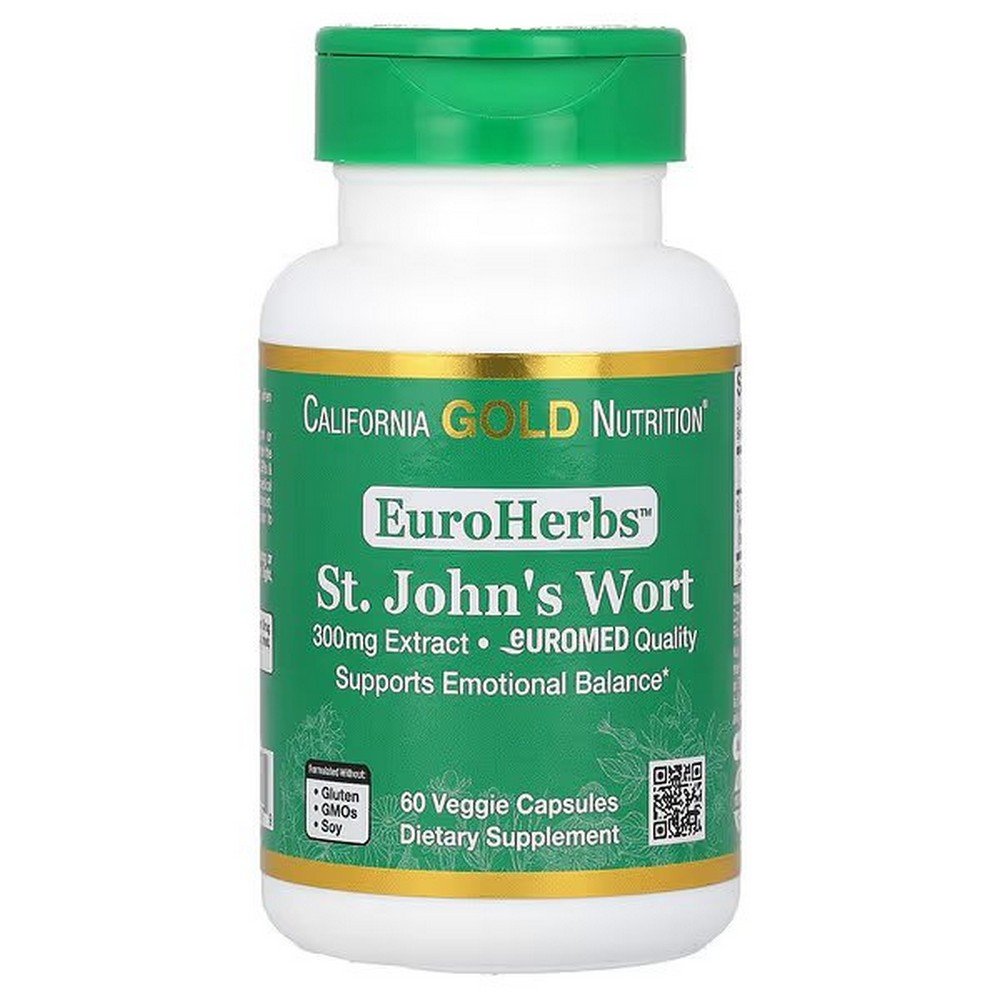 California Gold Nutrition, EuroHerbs, St. John's Wort,Euromed Quality, 300 mg, 60 Vegetable Capsules,California Gold Nutrition, EuroHerbs,Johanniskraut, Euromed-Qualität, 300 mg, 60 pflanzliche Kapseln