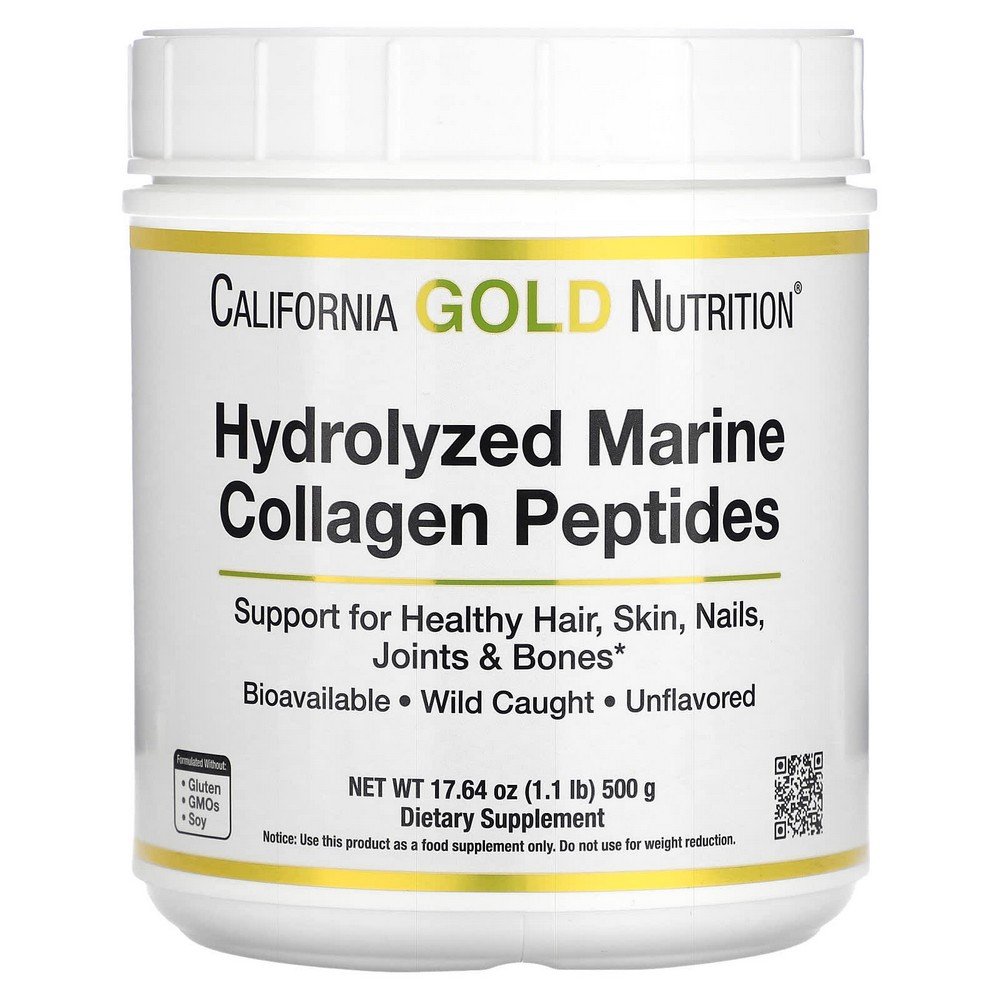 California Gold Nutrition, Hydrolyzed Marine Collagen Peptides, Unflavored, 17.64 oz (500 g),California Gold Nutrition, Hydrolysierte marine Kollagenpeptide, geschmacksneutral, 500 g (17,64 oz.)