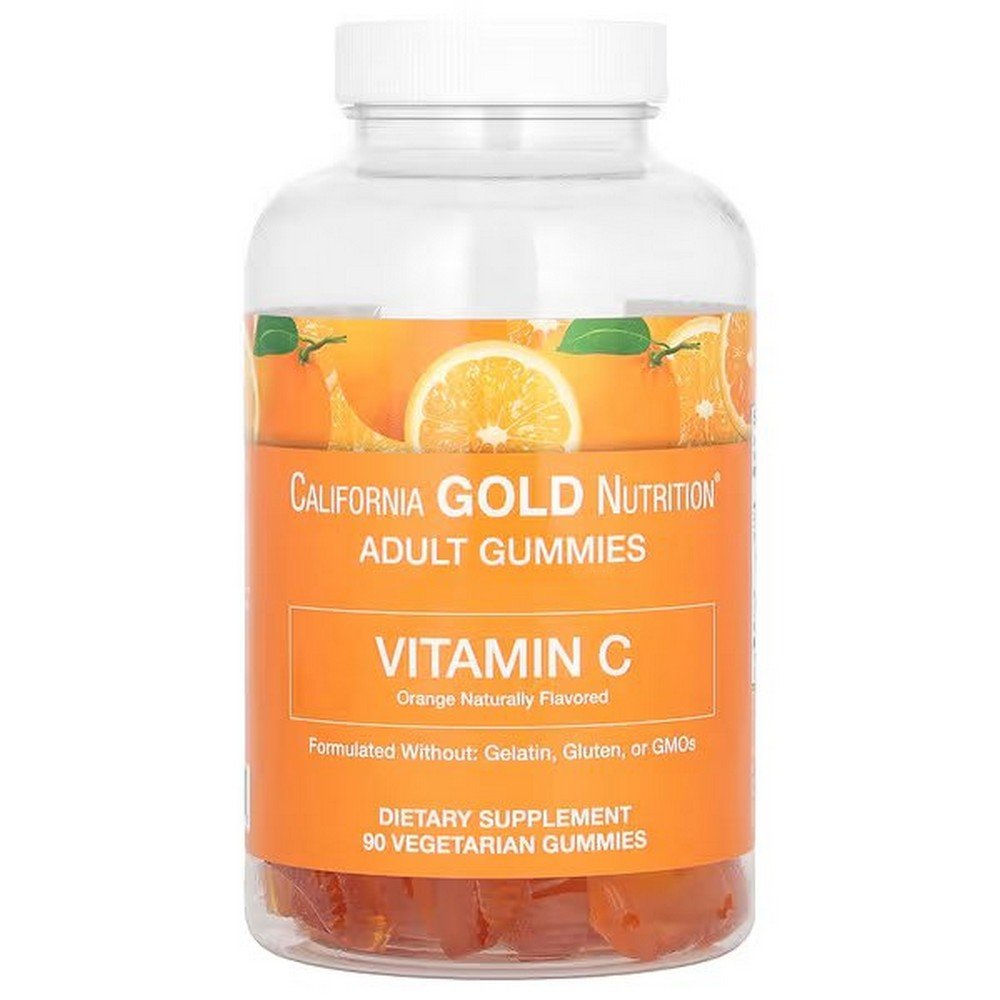 California Gold Nutrition, Vitamin C Gummies, Natural Orange Flavor, Gelatin Free, 90 Gummies,California Gold Nutrition, Vitamin-C-Fruchtgummis, natürlicher Orangengeschmack, ohne Gelatine, 90 Fruchtgummis