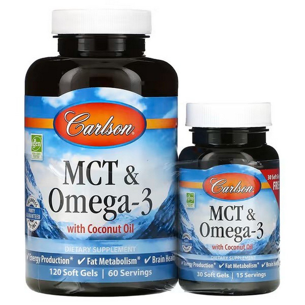 Carlson, MCT and Omega-3, 120 + 30 free softgels,Carlson, MCT und Omega-3, 120 + 30 kostenlose Weichkapseln