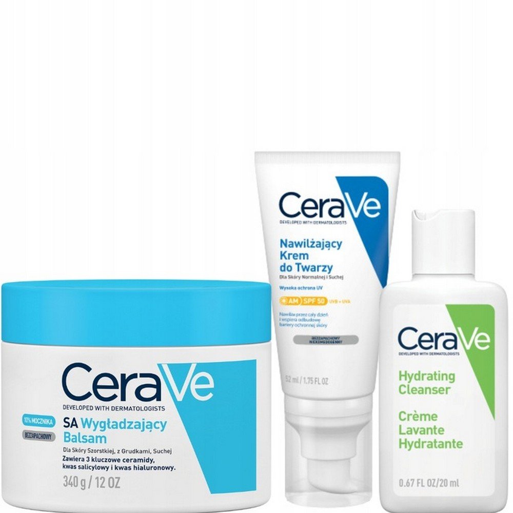 L'Oreal,CeraVe Moisturizing Face Cream SPF 50 52ml + SA Smoothing Balm 340g,CeraVe Nawilżający Krem do Twarzy SPF 50 52ml + SA Balsam Wygładzający 340g