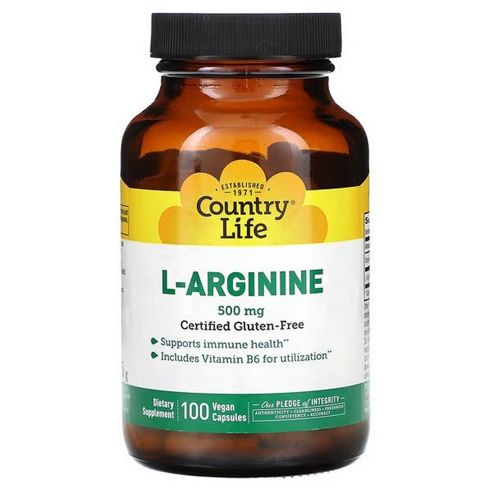 Country Life, L-Arginine, 500 mg, 100 vegan capsules,Country Life, L-Arginin, 500 mg, 100 vegane Kapseln