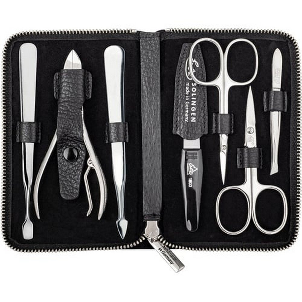 Erbe manicure case, leather case with zip fastener,Erbe Maniküre-Etui, Lederetui mit Reißverschluss