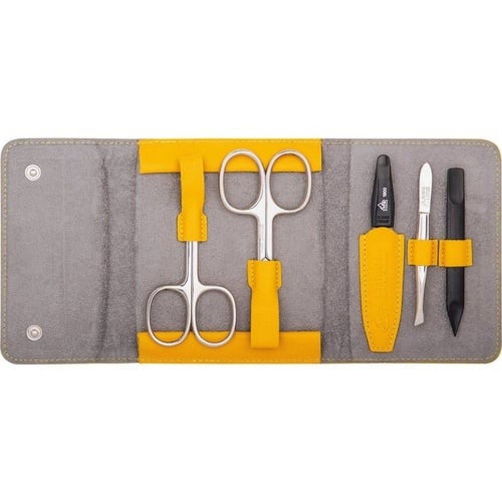 Erbe manicure set push button case 5 pieces. Yellow;Erbe Maniküre-Set Druckknopfetui 5-teilig. Gelb