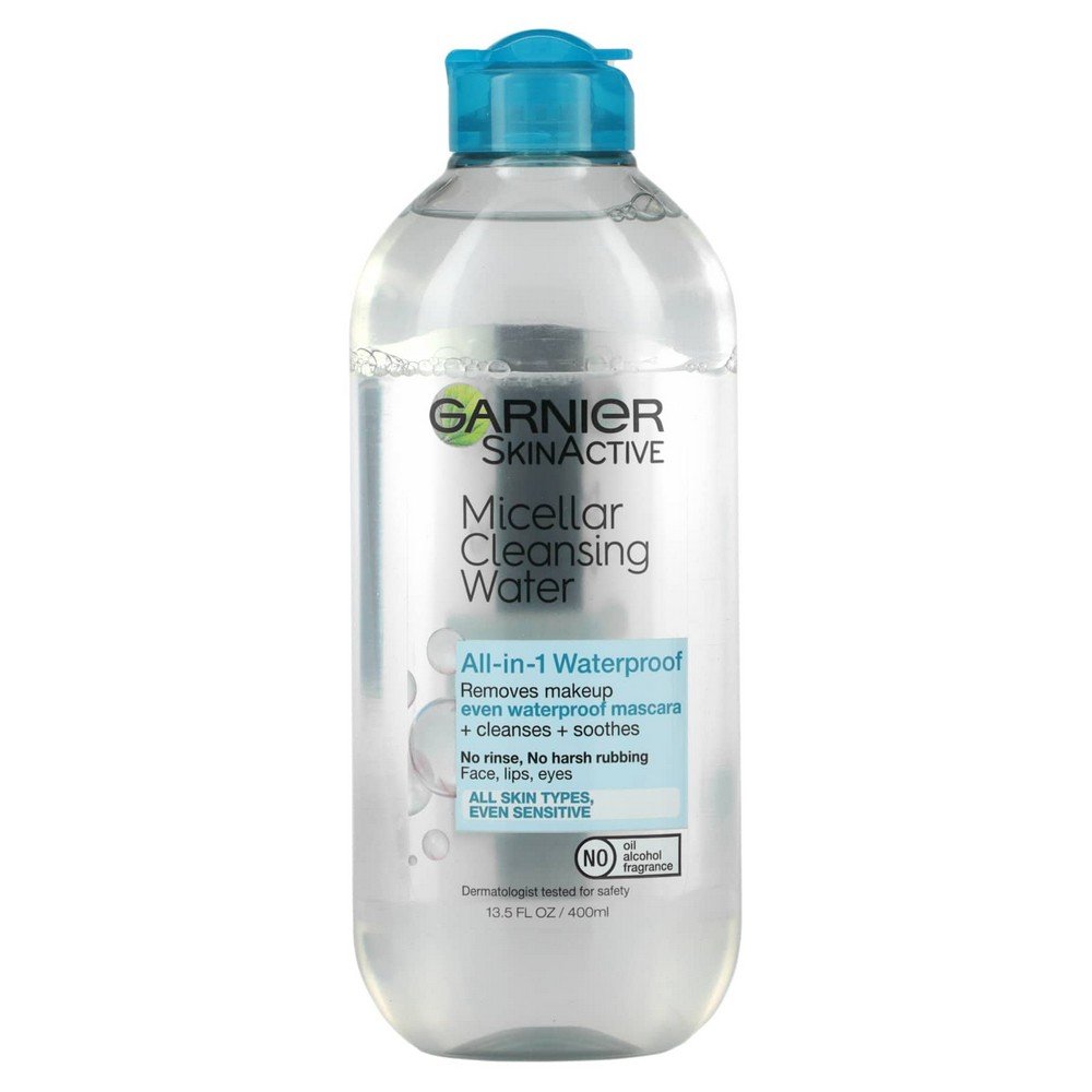 Garnier, SkinActive, Micellar Cleansing Water, Waterproof, 13.5 fl oz (400 ml),Garnier, SkinActive, Mizellen-Reinigungswasser, All-in-1 Make-up-Entferner, auch für wasserfestes Make-up, alle Hauttypen, 400 ml