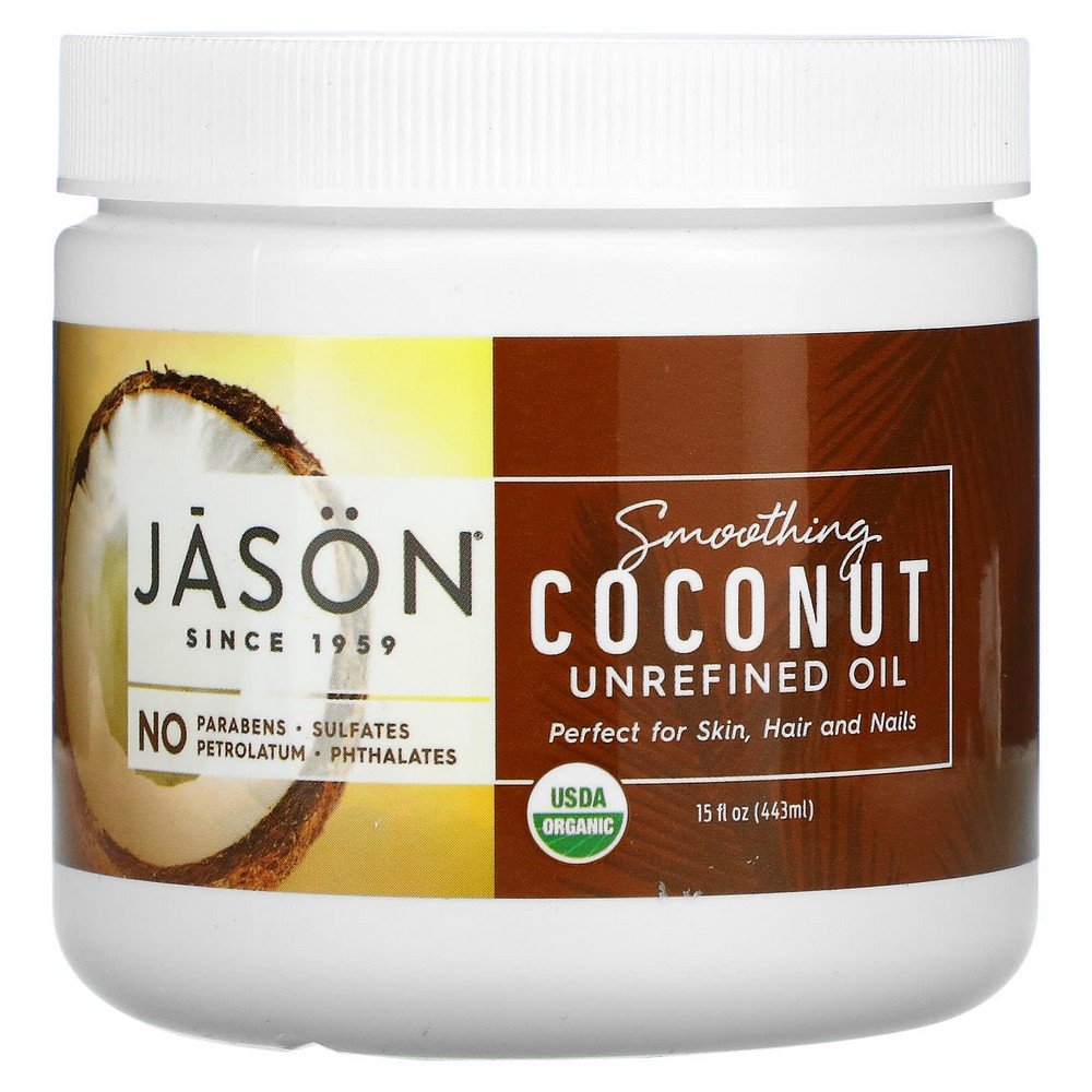 Jason Natural, Smoothing Coconut, Unrefined Oil, 15 fl oz (443 ml),Jason Natural, Glättende Kokosnuss, unraffiniertes Öl, 443 ml (15 fl. oz.)
