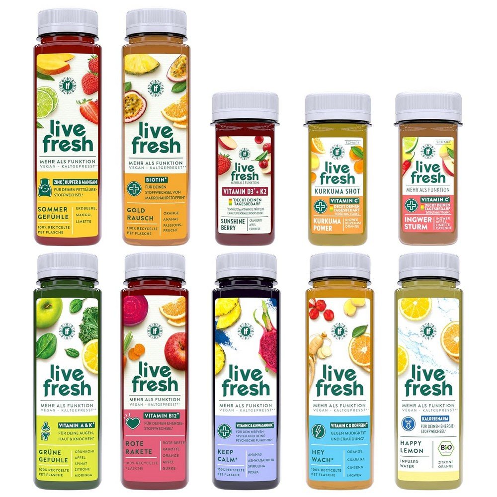 LiveFresh Juice Treatment 7 Days – 7 Juices & 3 Shots Per Day,LiveFresh-Saftbehandlung 7 Tage – 7 Säfte und 3 Shots pro Tag